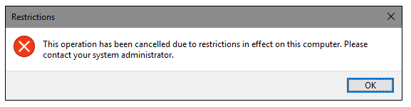 Executable error message